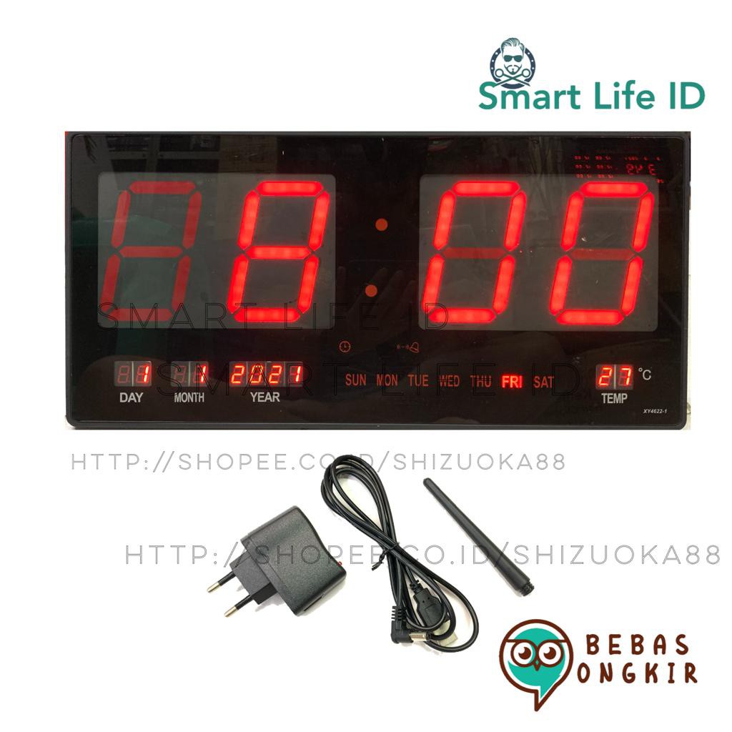 Jam Dinding LED Digital Alarm Clock Jam Meja Dekorasi Hiasan Dinding Rumah XY 4622 1 / 4622-1 Merah