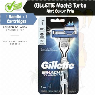 Gillette Mach 3 TURBO Mach3 Gilette Razor Handle / Cartridges / Refill isi ulang isi 2 isi 4  Pisau Alat Cukur Shaver Cukuran Pria Jenggot Kumis Set Starterpack 3D Motion Starter pack