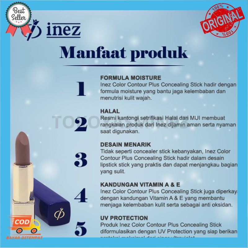 Inez Color Contour Plus Concealing Stick (New Case) Murah