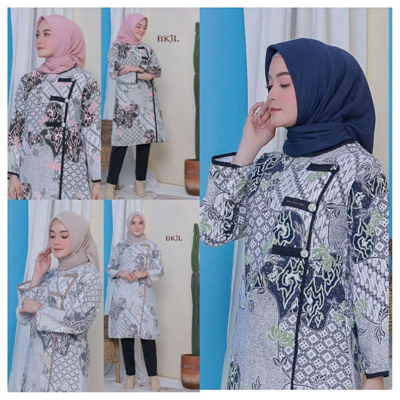 Baju Tunik Batik Megamendung Modern Baju Kerja, Kantor, Kuliahan, Kondangan, Nikahan, Tunik Modern