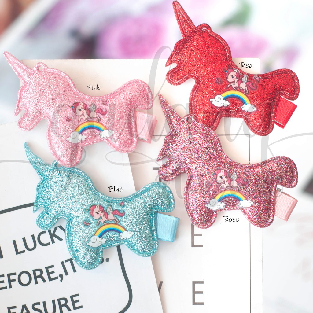 Jepit Rambut Anak Unicorn Glitter Kilap Lucu GH 201860