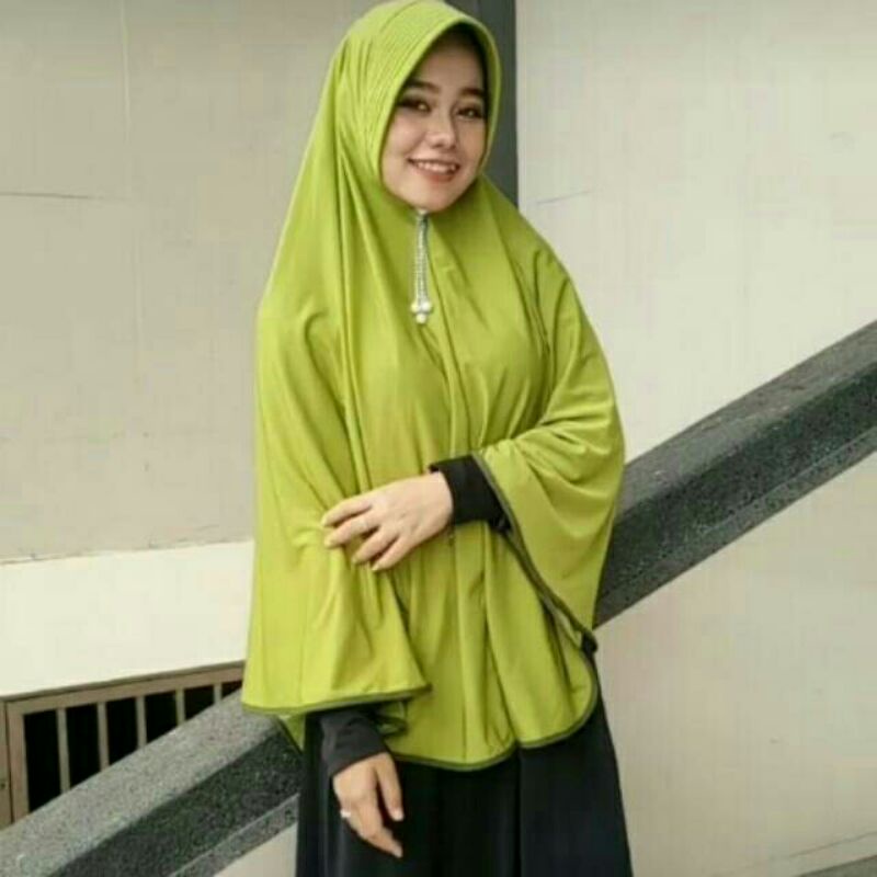 jilbab jumbo pada busa tebal bahan kaos Jersey kode ainun