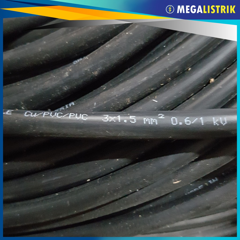 SUPREME NYY 3X1.5 METERAN / KABEL LISTRIK HITAM KAWAT TEMBAGA 3 X 1.5 MM / 3X1,5 / 3 X 1,5 MM ECER P