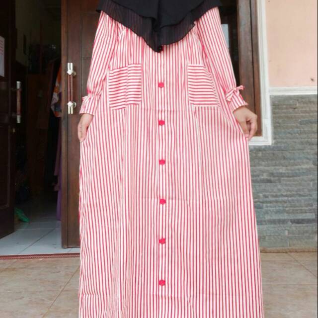 Promo termurah / Gamis salur / Bahan katun jepang Original / Gamis casual