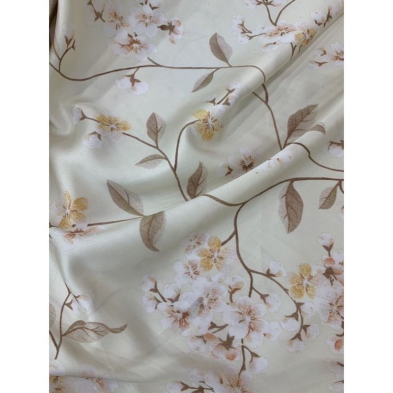 KAIN ARMANY SILK MOTIF BUNGA DAUN KECIL KECIL  BAHAN GAMIS/TUNIK/ROK/BLOUSE/ HALUS LEMBUT ADEM JATUH