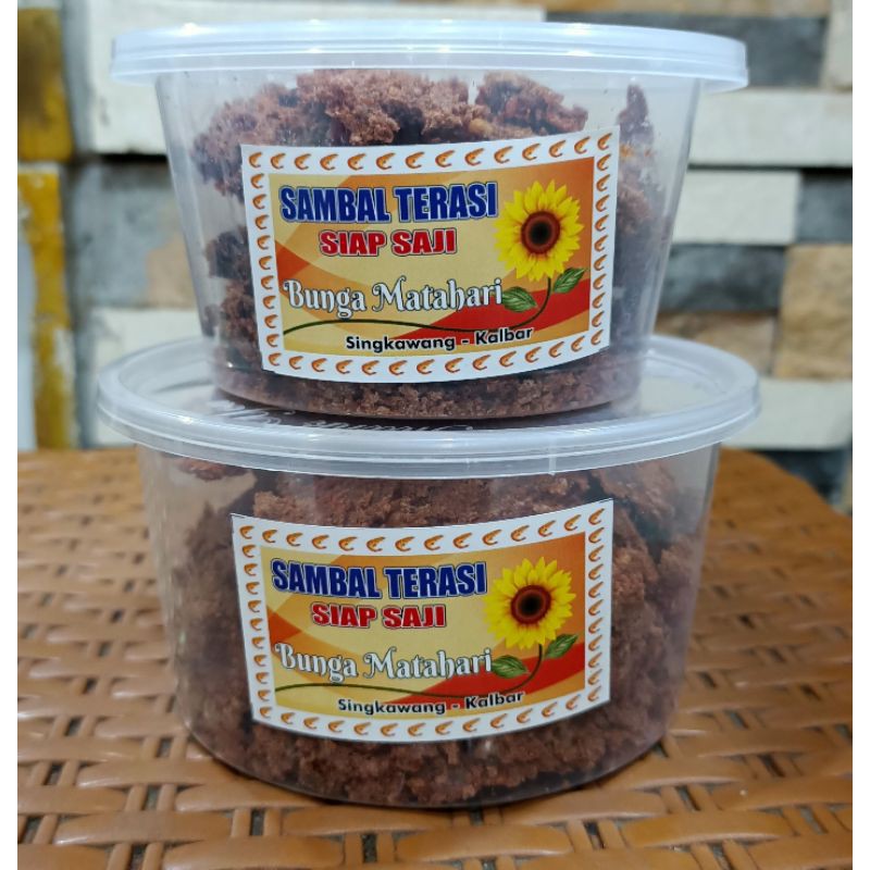 

Sambal Terasi Siap Saji Cap Bunga Matahari / Terasi Panggang Singkawang / Terasi Bakar / Belacan / Oleh oleh Khas Kalbar