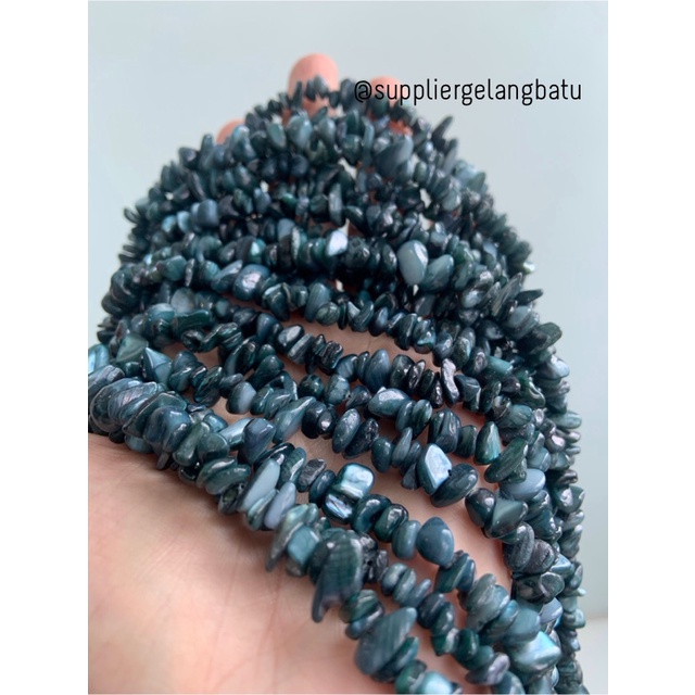 kerikil kerang DARK BLUE DONGKER 1cm bahan gelang kalung ekslusif 80cm