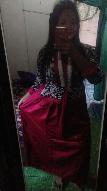 Sarimbit Gamis Couple Longdress Pesta Couple 064 Maura Couple - Sania Ruffle Batik Couple Ori Ndoro