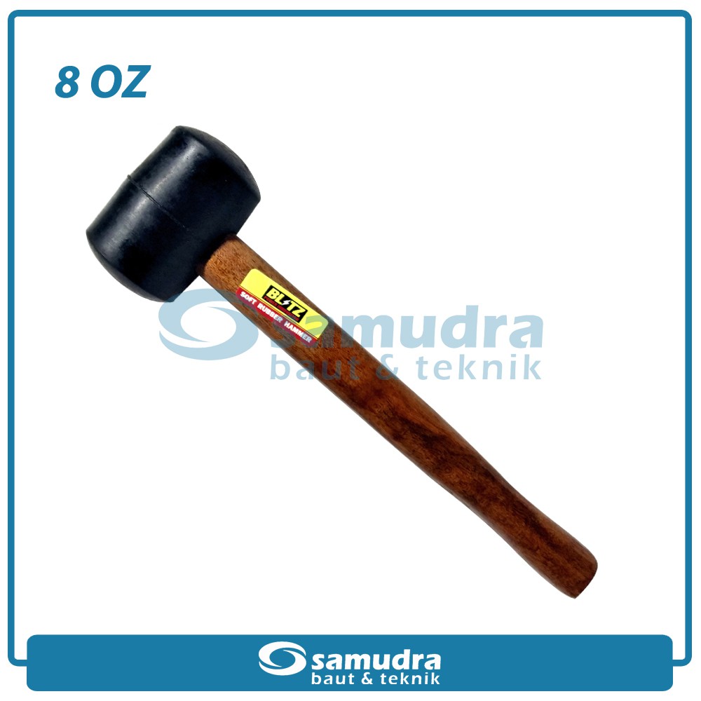 BLITZ Palu Karet 8 oz Gagang Kayu Pasang Keramik Rubber Mallet Hammer