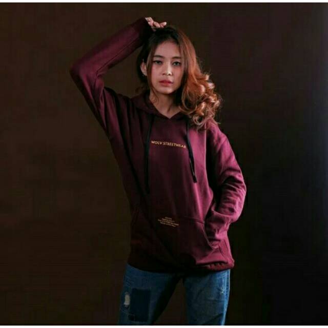 Sweater Hoodie Wanita Maroon