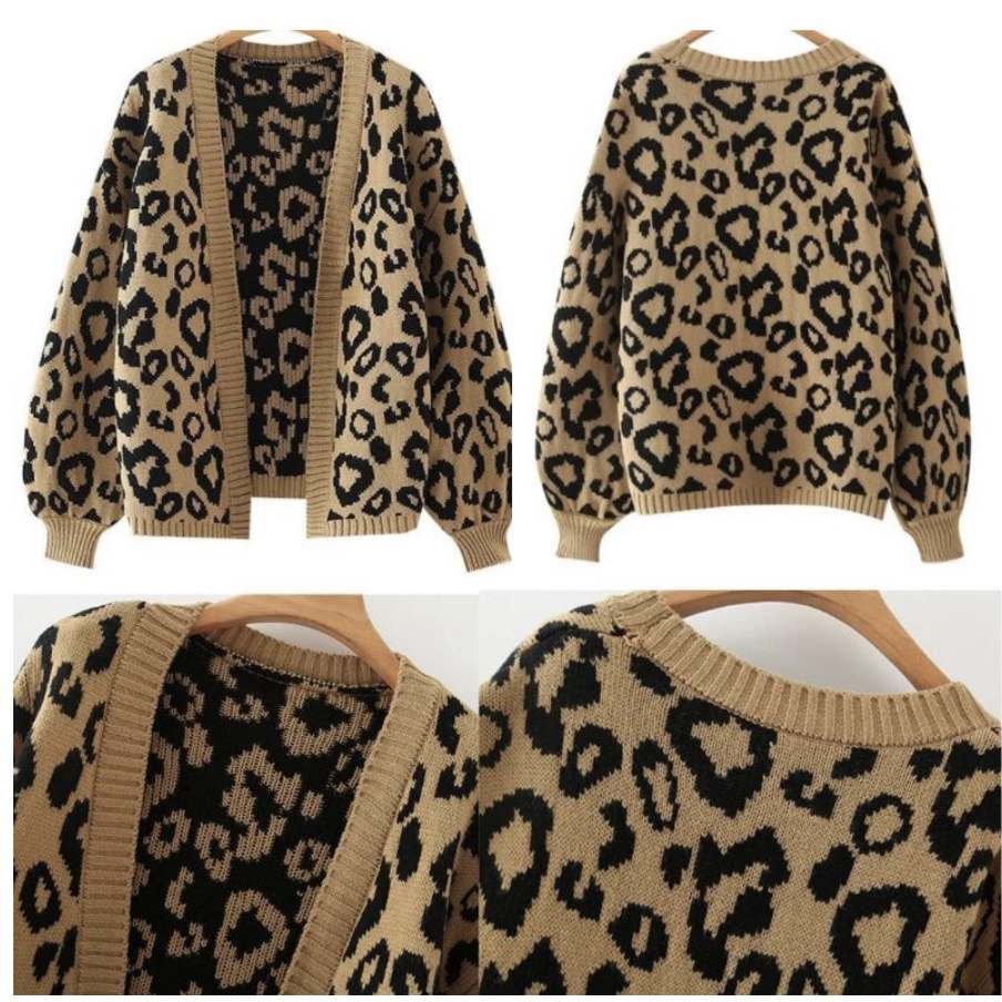 Cardigan Leopard Rajut Impor