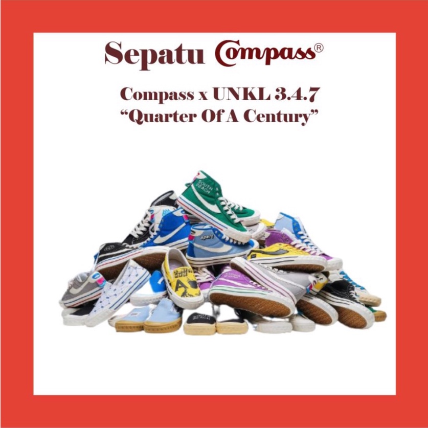 SEPATU COMPASS X UNKL 347 QUARTER OF A CENTURY RETRO LOW/HI/SLIP ON SIZE 39 40 31 42 43 44
