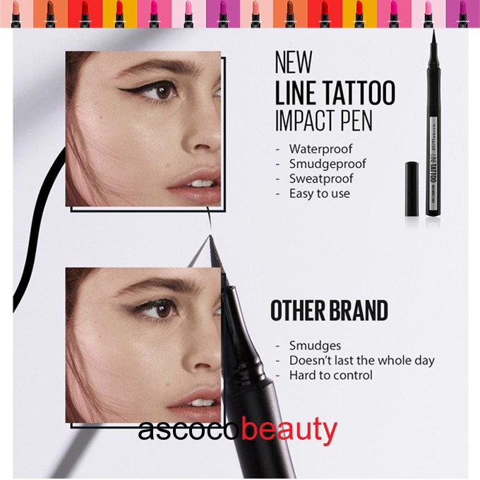 Maybelline Tattoo High Impact Black Eyeliner ✰ ascocobeauty ✰