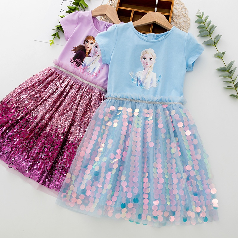 GAUN BAJU ANAK PEREMPUAN ELSA  FROZEN KOSTUM PRINCESS ELSA ANNA FROZEN DRESS ANAK KECIL PEREMPUAN WANITA ULANG TAHUN