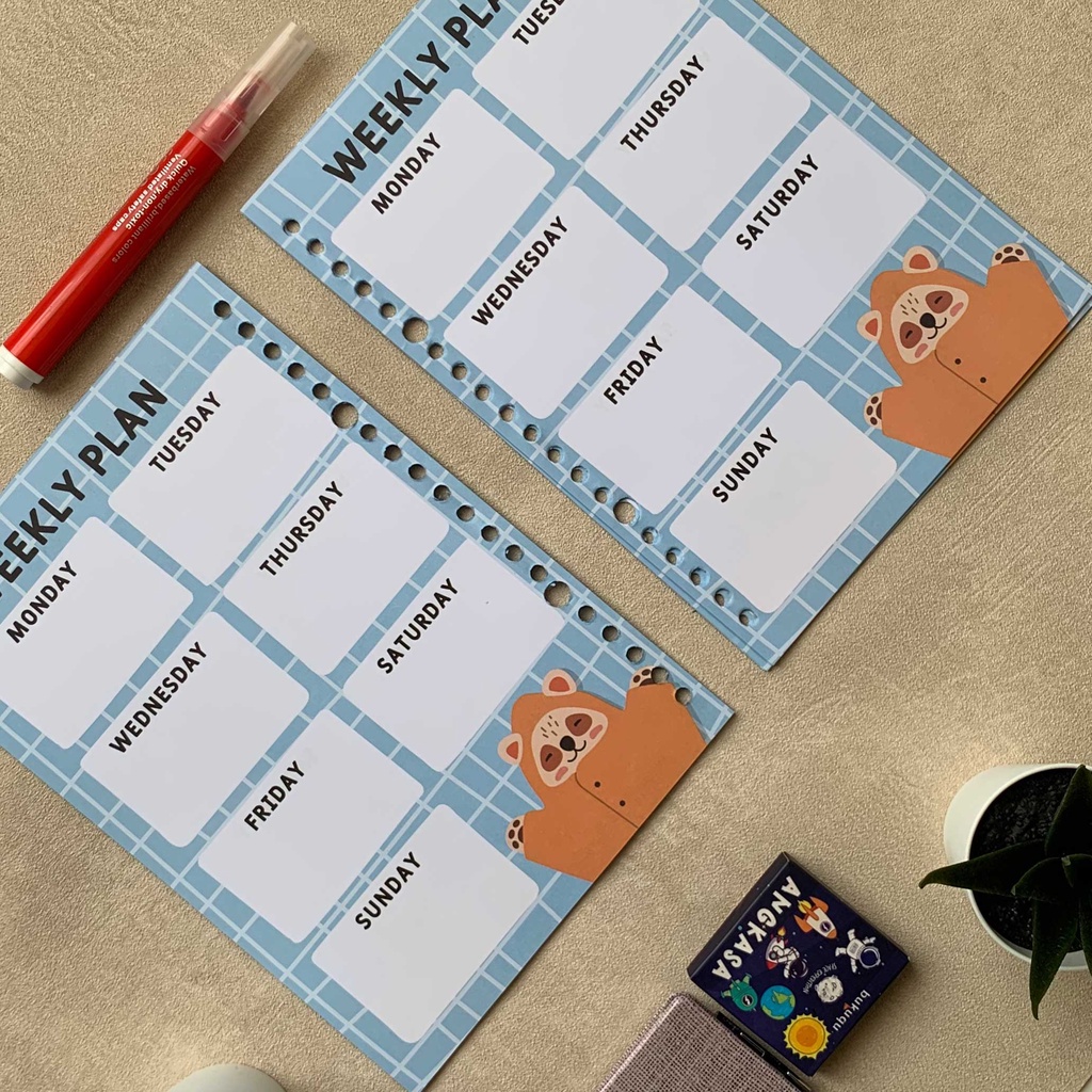

Loose leaf/isi binder A5 Weekly Plan Kotak Biru 2022 Full Color