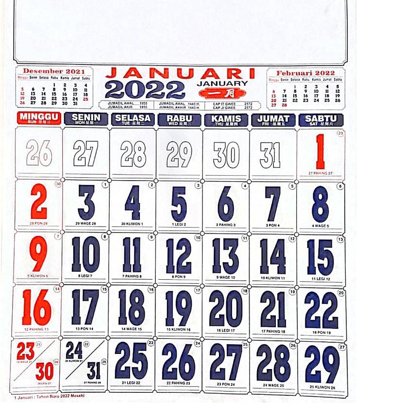 

⚡ 1 PC KALENDER DINDING JUMBO 2022 UK 50 X 63 CM 12 LEMBAR #DISKON