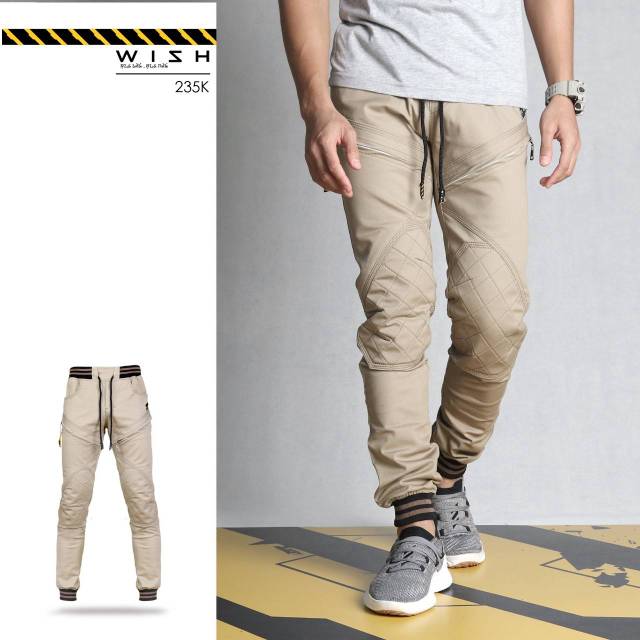 WISH JOGGER BIKER TROUSERS (KHAKI)