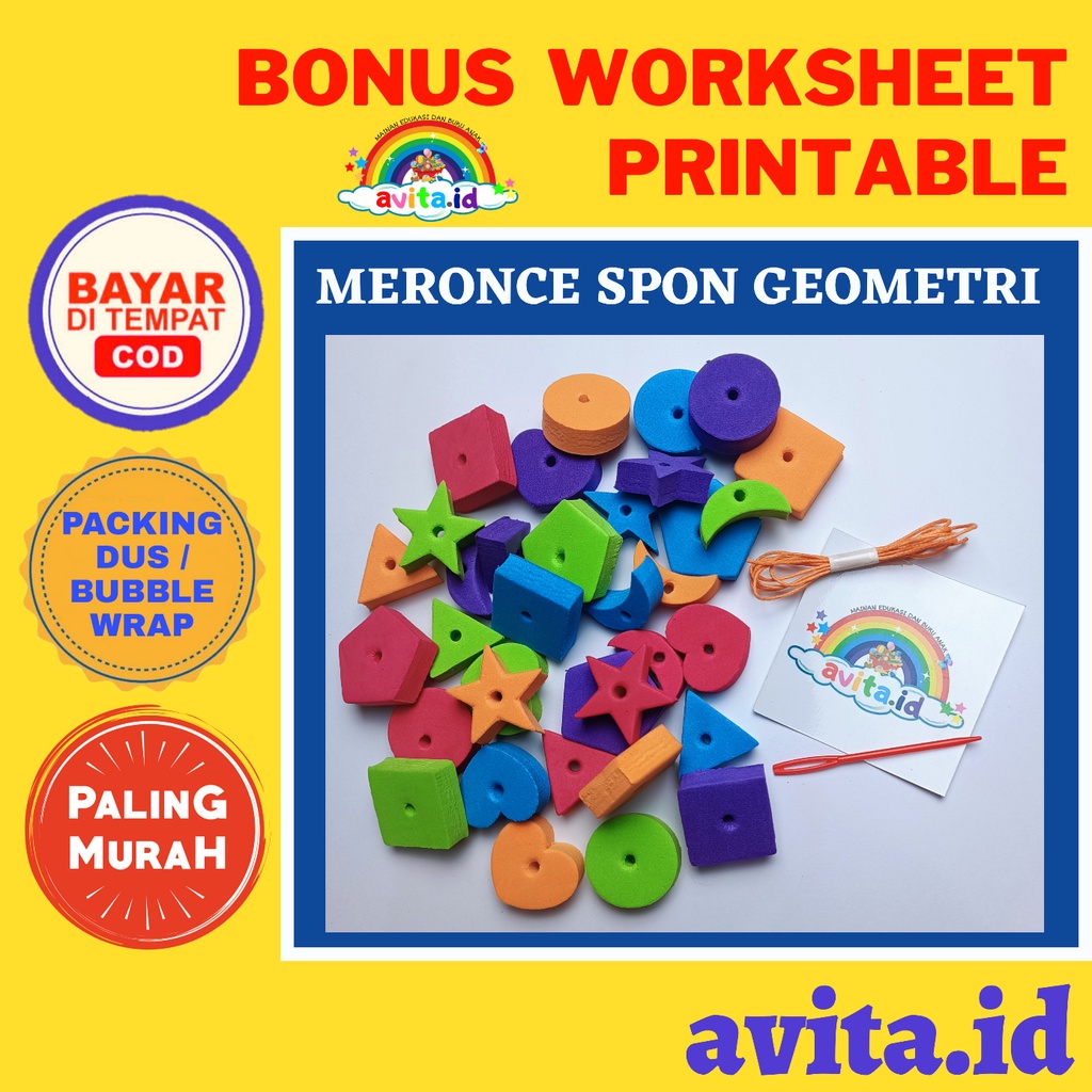 avita.id Meronce spon spons bentuk geometri (Free Jarum dan Tali) | Meronce spons shapes | Alat pera