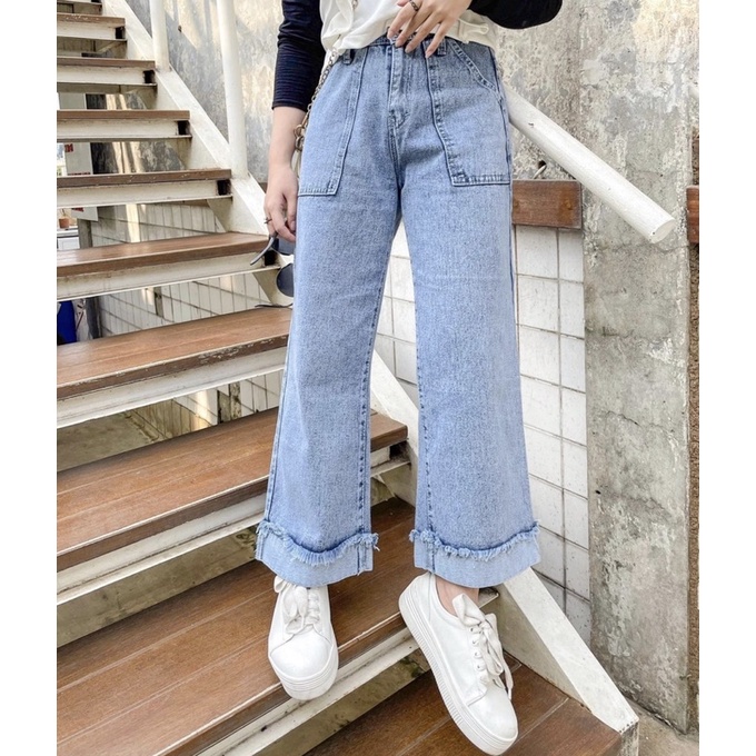 FreeBelt - Ziya Snow Cullotes - Kulot Jeans Alice Kantong Tempel