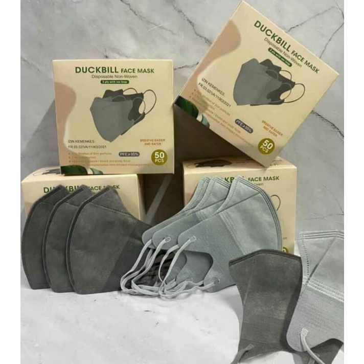 MASKER DUCKBILL WARNA ABU ISI 50 PCS GREY SERIES Y&amp;B CARE