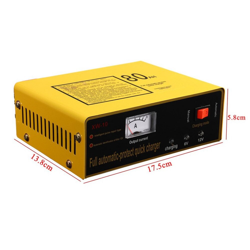 UrbanRoad Charger Aki Mobil Motor Lead Acid 140W 6V/12V 80AH - XW-10 - Yellow