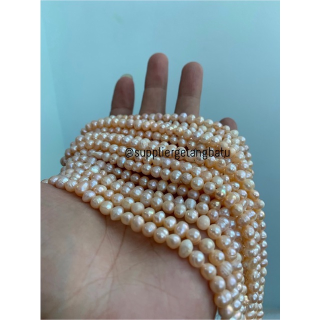 Bahan Mutiara Air Tawar Barok PEACH 4 x 6mm Bulat baroque freshpearl