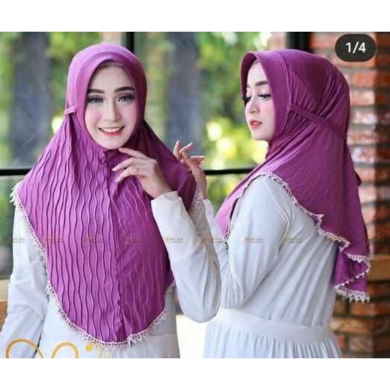 (COD) HIJAB INSTAN PLISKET GELOMBANG RENDA PRADA JERSEY KERUDUNG LANGSUNGAN MODEL BARU HIJAB KEKINIA