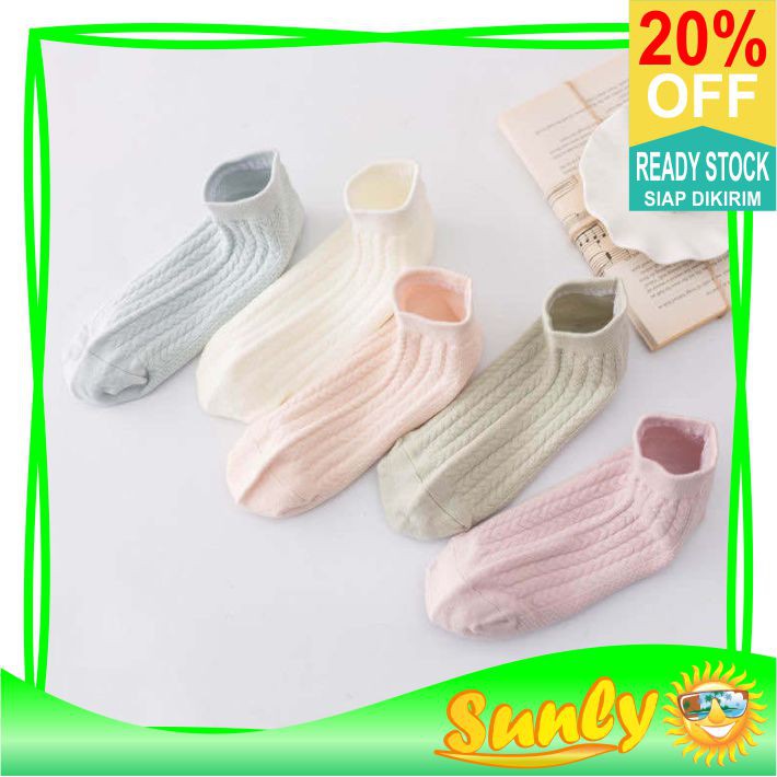 ☀ Sunly ☀ A111 Kaos Kaki Wanita Motif Polos Style Fashion Korea Women Sock Import Murah