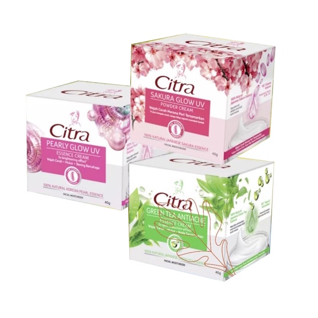 Citra Hazeline Pearly Glow, Green Tea Antiacne, Sakura Glow 40g