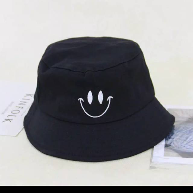 8.8 SALE BUCKET HAT / TOPI BUCKET BORDIR SMILE PRIA WANITA REMAJA DEWASA KOREAN STYLE HS