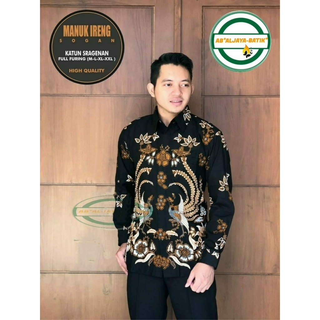 MANUK IRENG SOGAN Kemeja Baju Batik Pria Dewasa Lengan Panjang Premium Modern Asli Solo Batik Aljaya