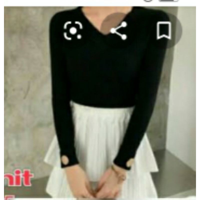 ATASAN adzkia v-neck kombi kancing lengan pjng