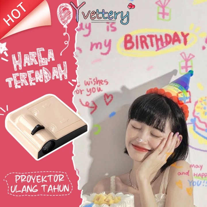 Mini Birthday Projector / Happy Birthday Projector / Proyektor Mini Ulang Tahun Portable Cute Birthd