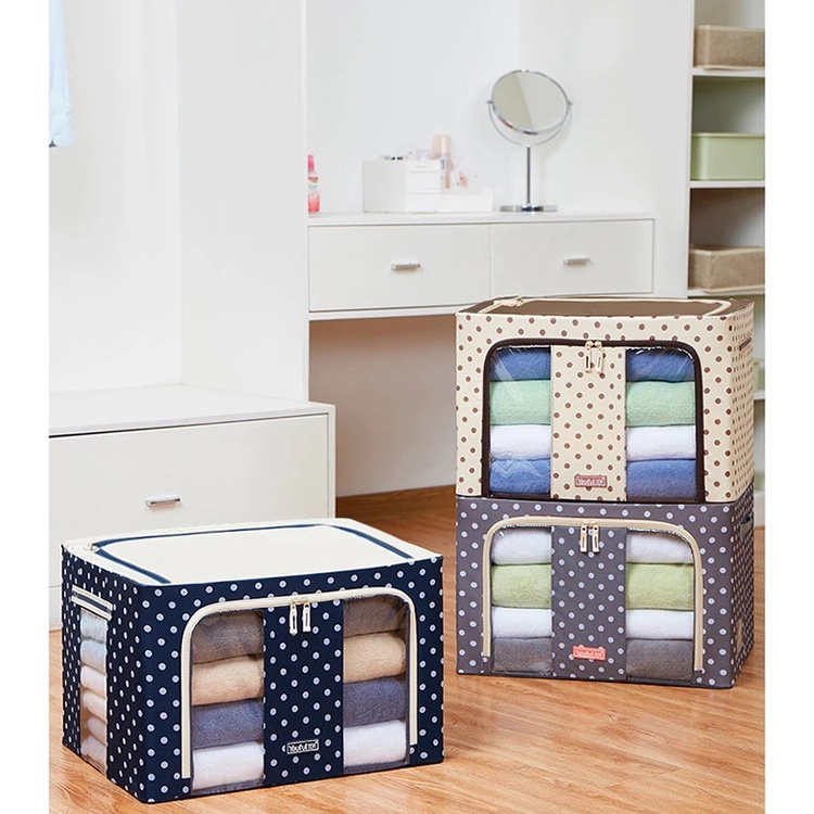 Storage Box Tempat Organizer Bag Kotak Keranjang Penyimpanan Pakaian Serbaguna 66L Double Zipper