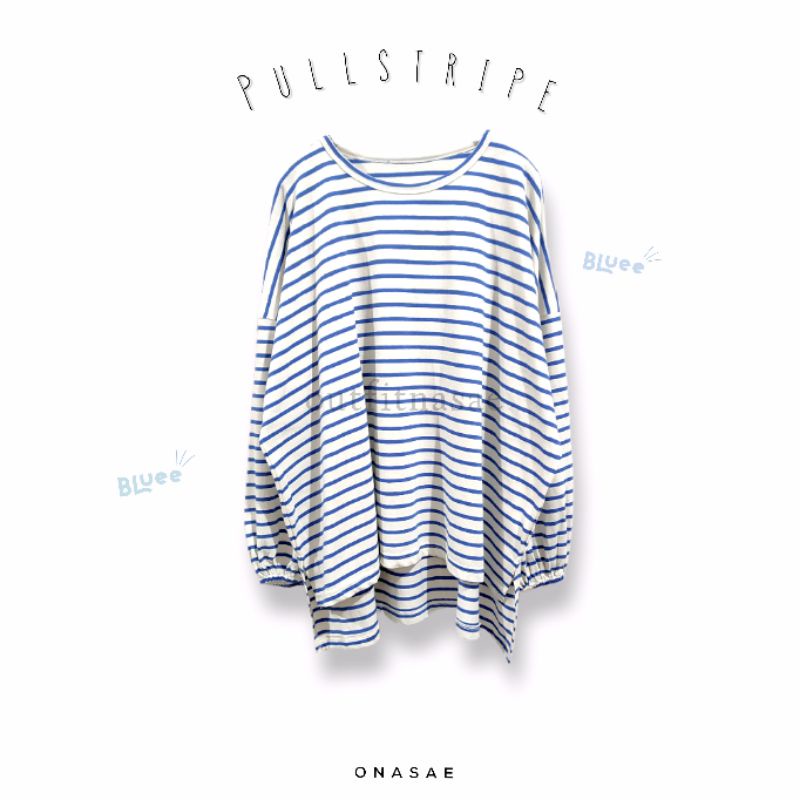 ONASAE Pullstripe Blouse Oversized Stripe Horizontal Blouse Garis Garis