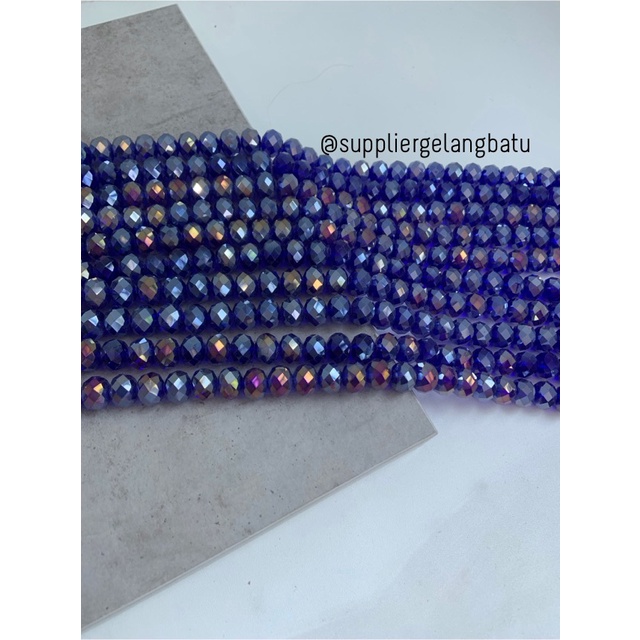 Crystal Ceko 14mm BLUE QUARTZ metallic biru kuarsa metal kristal import bahan kalung gelang anting strap mask kerajinan tangan craft citayam fashion week etink vintage elegan bali manik crystal