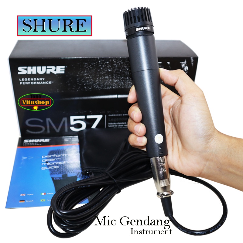 Microphone Shure SM-57 Mic Kendang Mik Instrument / Mikrofon Kabel