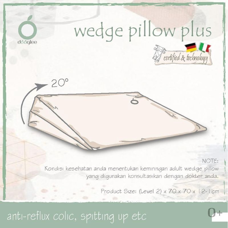 Dooglee Wedge Pillow PLUS Bantal untuk tidur miring / tidur tinggi
