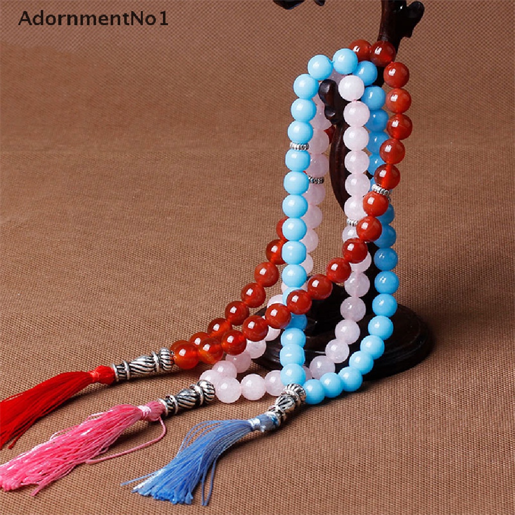 (AdornmentNo1) Gelang Tasbih Malachite 33 Manik-Manik Aksen Rumbai Untuk Umat Muslim