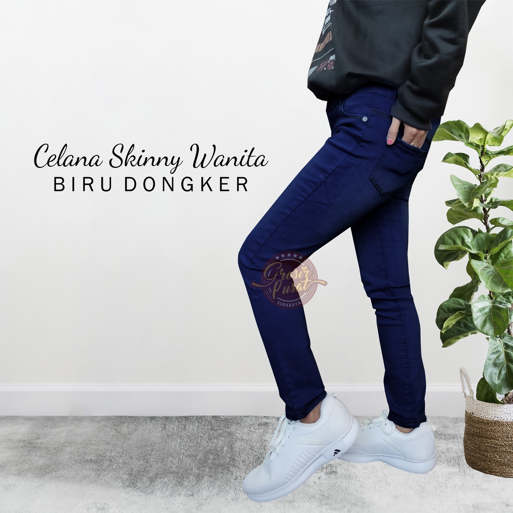 Celana Jeans Pensil Skinny Wanita Polos Ukuran Normal 27 - 34