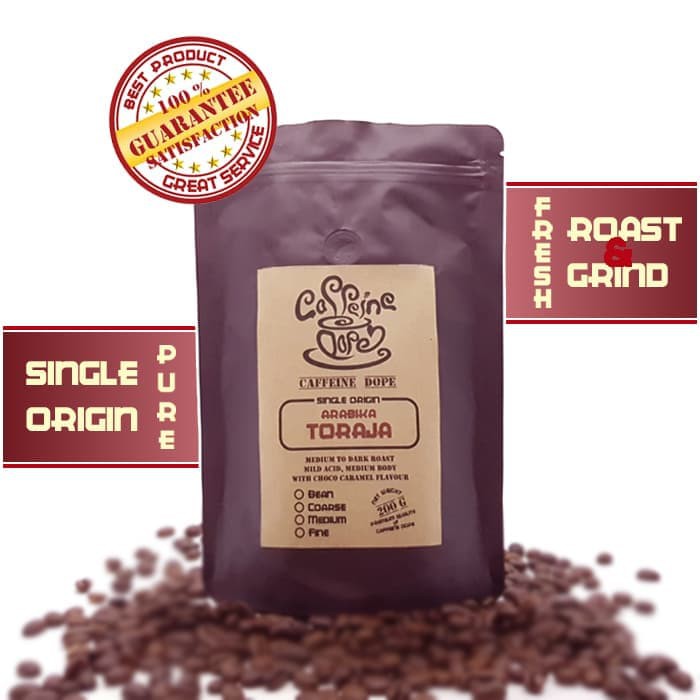 

Kopi Arabika Toraja 200 Gr Single Origin Bean/Biji & Ground/Bubuk Bean - kkp2032