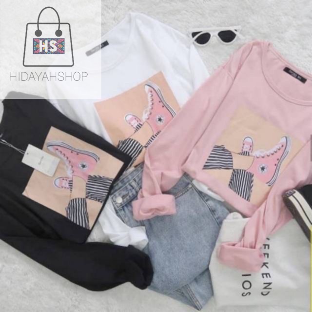 DISKON Tumbrl Tee LongSleeve Santuy Converse Lengan Panjang Pakaian wanita HIDAYAH