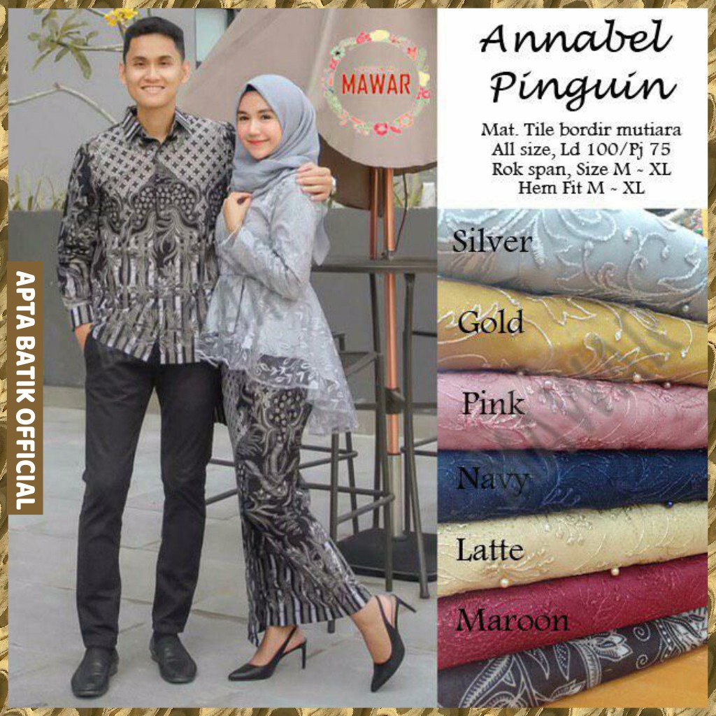 [ORI READY ANAK COWOK] Batik Couple Annabel Pinguin Brokat Tile. Kebaya Modern Terbaru. Kebaya Wisuda. Couple Tunangan Kekinian