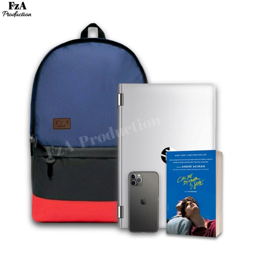 Tas Ransel Gendong Laptop Distro Sekolah Kuliah Pria Wanita Black Murah Original FzA BUY 1 GET 2