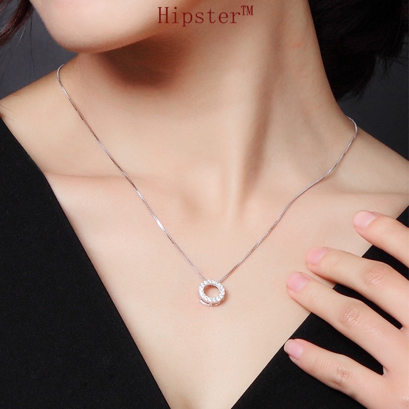 INS Style Mori Style Special Interest Light Luxury round Full Diamond Pendant Necklace