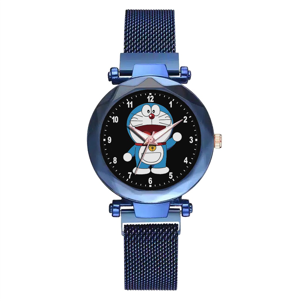 Jam Tangan Wanita Custom - DORAEMON MOTIF 4 Free Box &amp; Batre Cadangan