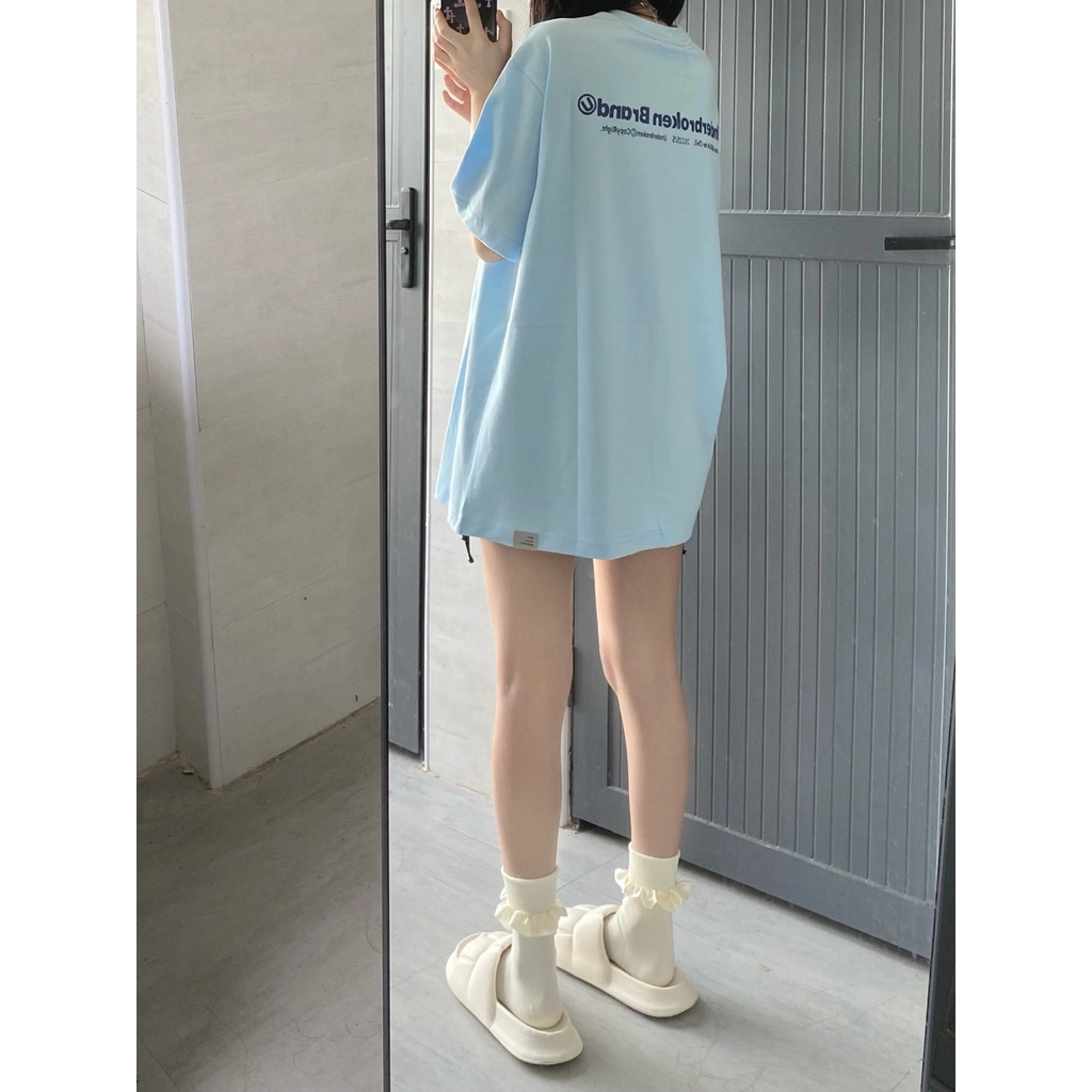 【 Penawaran Istimewa 】Kaos Atasan Wanita Biru Muda Original Premium / Baju Atasan Wanita Import fashion Korea Style Imut