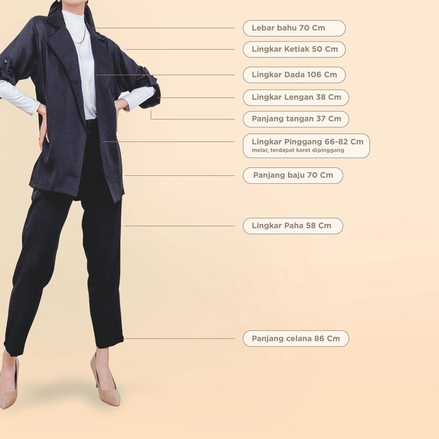 ☪ Michael's Collection - Blazer Wanita 3/4 Sleeve + Celana Pensil Wanita Hijab Series | Blazer Set |