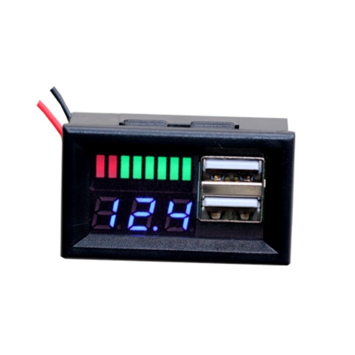 Display Volt Meter Indikator Level Baterai Aki Accu Handphone Android Aplle Voltage 2 USB