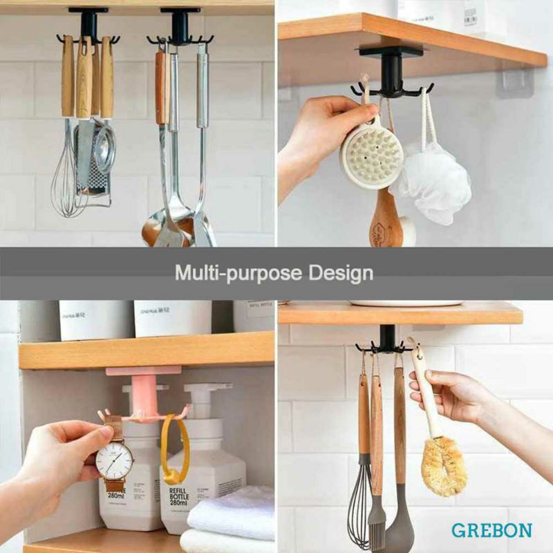 GREBON Rak Gantungan Peralatan Dapur 6 Hook Hanger